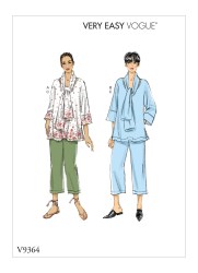 9364 VERY EASY VOGUE PULLOVER TOP, SCARF, PANTS PATTERN SMALL-XL 8-22 NEW